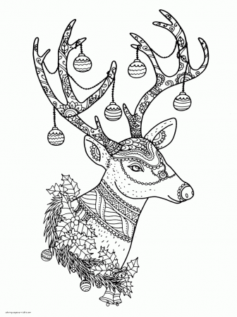 Free Christmas Reindeer Colouring Pages For Adults | Deer coloring pages,  Animal coloring pages, Christmas coloring pages