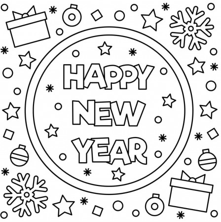 Happy New Year Coloring Pages | 160 New Greeting Cards Coloring Pages