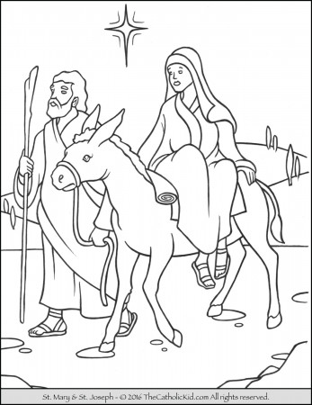Mary Joseph to Bethlehem Advent Coloring Page - TheCatholicKid.com