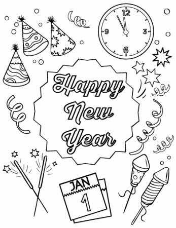 Happy New Year Coloring Pages | New year coloring pages, Printable coloring  pages, Coloring pages