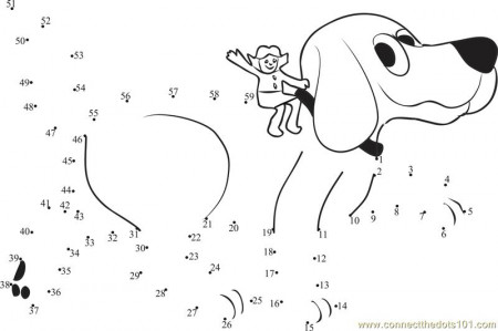 Clifford With Kids dot to dot printable worksheet - Connect The Dots