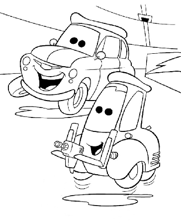 Guido a forklift from Cars on coloring page
