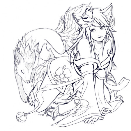 Kitsune coloring pages