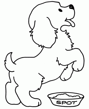 Puppy And Food Coloring Page - Free Printable Coloring Pages for Kids