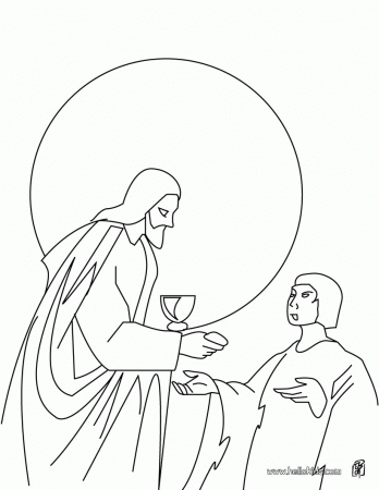 Jesus sharing bread and wine coloring pages - Hellokids.com