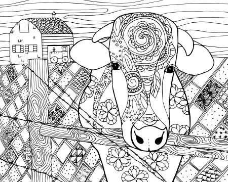 Detailed Farm Coloring Pages For Adults