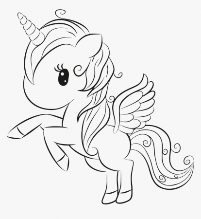 Cute Unicorn Lineart - Free Unicorn Coloring Pages, HD Png ...