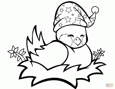 Cute Bird in a Nest coloring page | Free Printable Coloring Pages