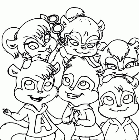 Boys And Girls Alvin And The Chipmunks Coloring Page | Wecoloringpage