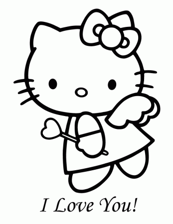 Hello Kitty Angel Valentine Coloring Page | H & M Coloring Pages