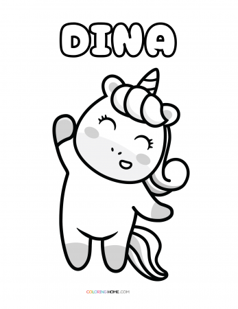 Dina unicorn coloring page