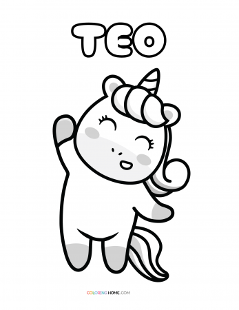 Teo unicorn coloring page