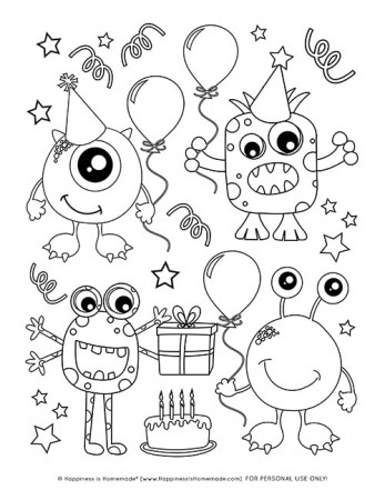 Monster Coloring Pages + Free Printables - Happiness is Homemade