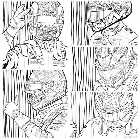 Formula 1 Drivers Colouring Pages // Set of 5 F1 Printables - Etsy