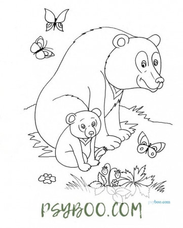 Mother Bear with Baby Cub Coloring Page to Print ⋆ Free Printables