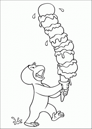 Curious George Coloring Pages Birthday - Coloring Page