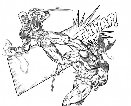 Easy Deadpool and Wolverine Coloring Pages #5642 Deadpool and ...