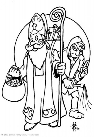 SANTA CLAUS coloring pages - Saint Nicholas and Black Peter