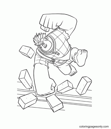 Wreck It Ralph smashes bricks Coloring Pages - Wreck-It Ralph Coloring Pages  - Coloring Pages For Kids And Adults