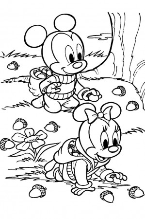 Baby Mickey and Minnie Coloring Page - Free Printable Coloring Pages for  Kids