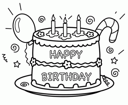 A Birthday Cake Coloring Pages - Cake Coloring Pages - Coloring Pages For  Kids And Adults