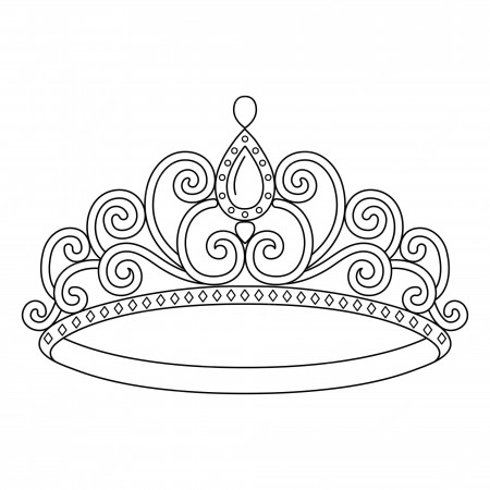 Premium Vector | Princess crown coloring page isolated