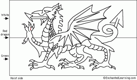 Flag of Wales Quiz/Printout - EnchantedLearning.com | Dragon coloring page, Flag  coloring pages, Welsh flag