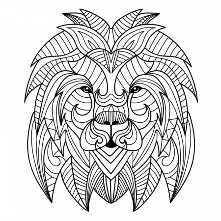 Lion Face For Adults Coloring Page - Free Printable Coloring Pages for Kids