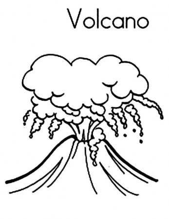 Volcano Eruption with Hot Ash Cloud Coloring Page - NetArt