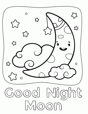 Good Night Coloring Page With A Cute ...