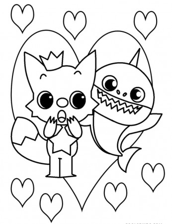 Cute Pinkfong and Baby Shark Coloring Page - Free Printable Coloring Pages  for Kids