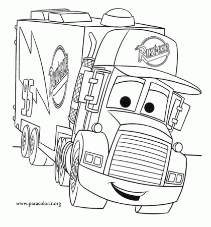Cars Movie - Mack Truck coloring page | Monster truck coloring pages, Truck  coloring pages, Free kids coloring pages