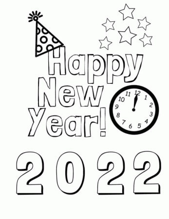 2022 Happy New Year Coloring Pages - Happy New Year 2022 Coloring Pages - Coloring  Pages For Kids And Adults