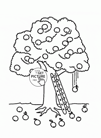 The Apple Tree coloring page for kids, fruits coloring pages ...