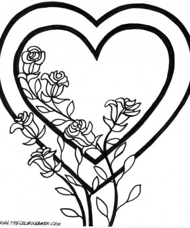 flower and heart coloring pages - Clip Art Library