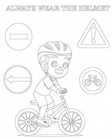 Always Wear The Helmet Bicycle Safety Coloring Page - Free Printable Coloring  Pages for Kids