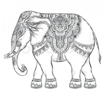 Beautiful hand-drawn tribal style elephant. Coloring book design with boho  mandala patterns, ornaments. Ethnic background, spiritual art, yoga. Indian  god Ganesha, Thai symbol. | Stock vector | Colourbox