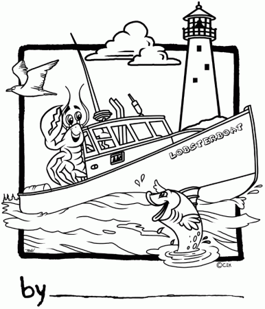 lobster boat coloring page - Clip Art Library