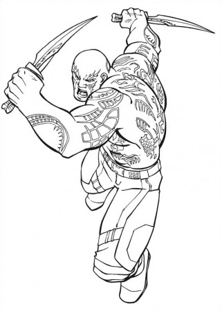 Drax Is Fighting Coloring Page - Free Printable Coloring Pages for Kids