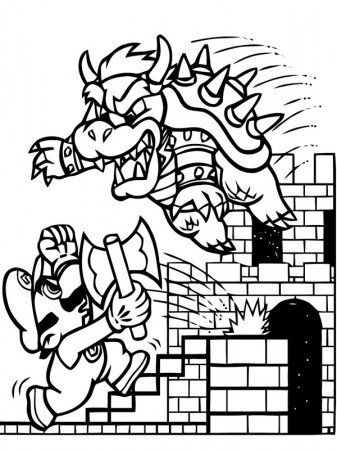 Mario and the enemy Coloring Page - Funny Coloring Pages