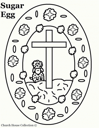 Sugar Egg With Sheep And Cross Coloring Page