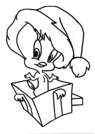 Tweety Bird Christmas Present Coloring Page: Tweety Bird Christmas ...