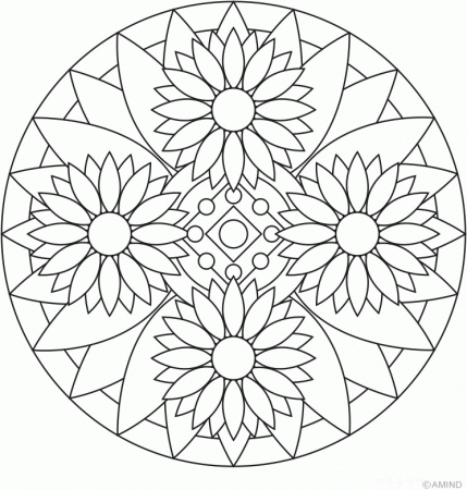 coloring page mandala vintage style flowers free to print. lotus ...