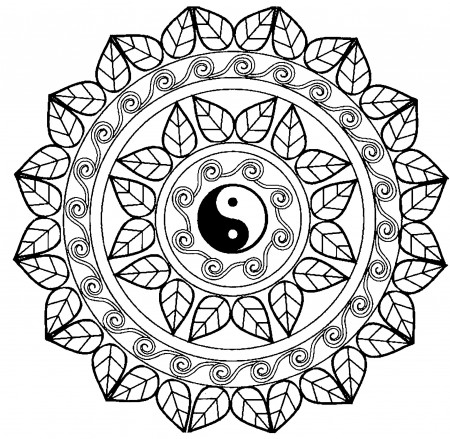 Mandala yin yang - Mandalas Adult Coloring Pages