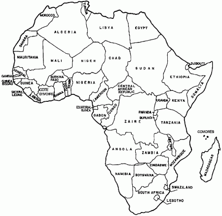 Jungle Maps: Map Of Africa Coloring Page