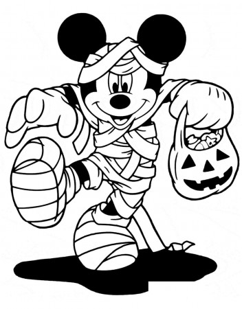 Mickey Mouse Holding Pumpkin coloring ...