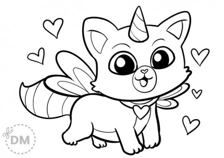Cute Kitty Cat Unicorn Coloring Page ...