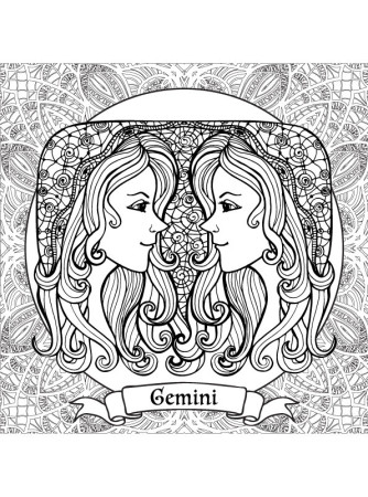 Kids-n-fun.com | Coloring page Zodiac signs for adults Gemini