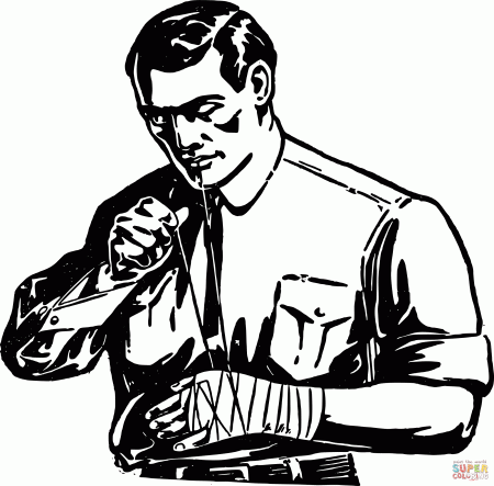 Vintage Man with Bandage coloring page | Free Printable Coloring Pages