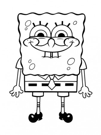 SpongeBob with Funny Smile Coloring Page - Free Printable Coloring Pages  for Kids